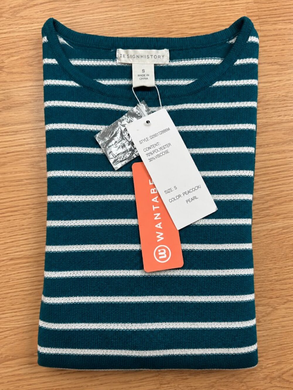 NWT Design History Peacock Green Pearl Knit Sweater S | $68 MSRP